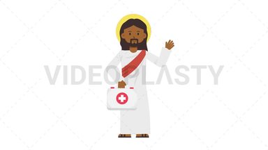 Black Jesus Holding First Aid Kit Stock Animation
