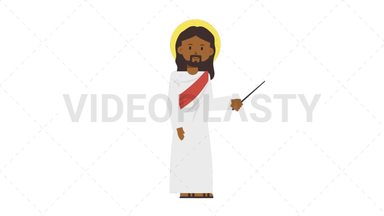 Black Jesus Holding Pointer Stick Stock Animation