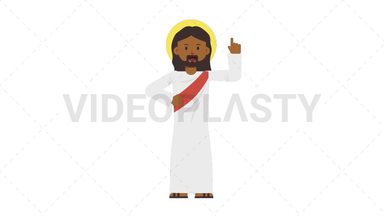 Black Jesus Pointing Above Stock Animation