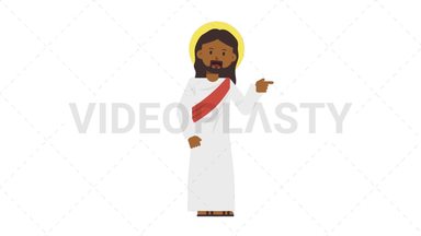 Black Jesus Pointing Right Stock Animation