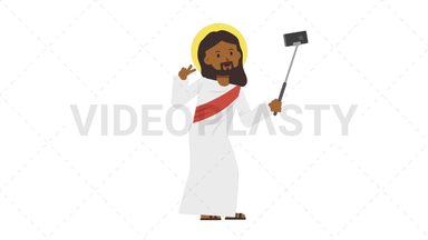 Black Jesus Selfie Stick Stock Animation