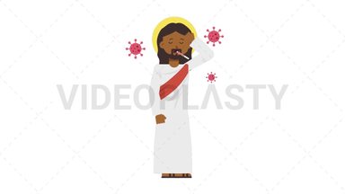 Black Jesus Sick with Covid Stock Animation