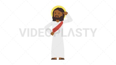 Black Jesus Thinking Stock Animation