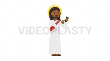 Black Jesus Using Phone Stock Animation