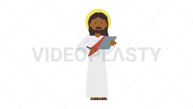 Black Jesus Writing on Clipboard Stock Animation