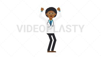Black Male Doctor Cheer Stock Animation