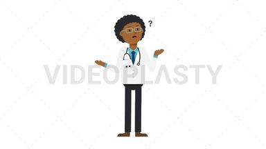 Black Male Doctor Confused Stock Animation