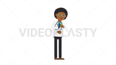 Black Male Doctor Coughing Stock Animation