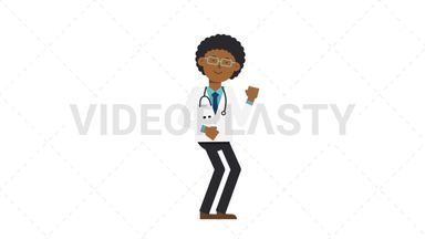 Black Male Doctor Dancing Stock Animation