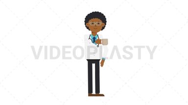 Black Male Doctor Drinking Coffee Stock Animation