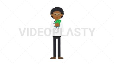 Black Male Doctor Holding Cash Stock Animation