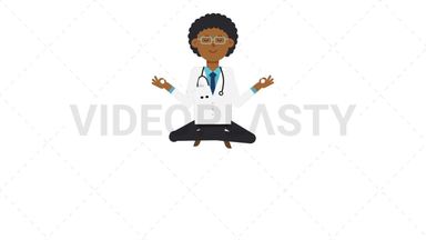 Black Male Doctor Meditating Stock Animation