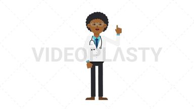 Black Male Doctor Pointing Above Stock Animation