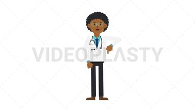 Black Male Doctor Pointing Below Stock Animation