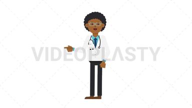 Black Male Doctor Pointing Left Stock Animation