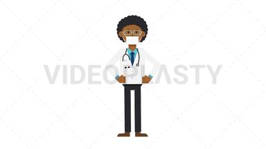 Black Male Doctor Putting on Face Mask Stock Animation