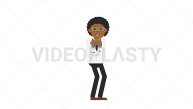 Black Male Doctor Scared Stock Animation
