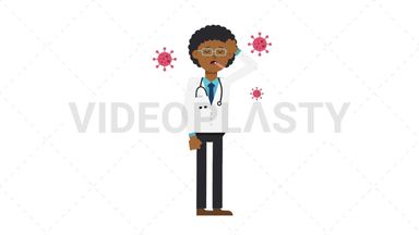 Black Male Doctor Sick with Covid Stock Animation