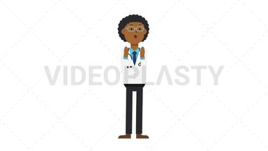 Black Male Doctor Surprised Stock Animation