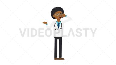 Black Male Doctor Talking on the Phone Angry Stock Animation