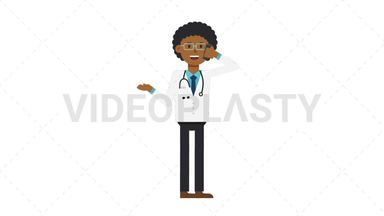 Black Male Doctor Talking on the Phone Happy Stock Animation