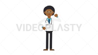Black Male Doctor Thinking Stock Animation