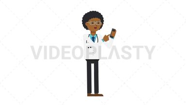 Black Male Doctor Using Phone Stock Animation