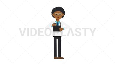 Black Male Doctor Using Tablet Happy Stock Animation