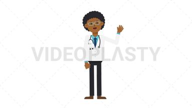 Black Male Doctor Waving Stock Animation
