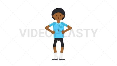 Black Male EU Referee Angry Stock Animation