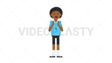 Black Male EU Referee Clapping Stock Animation