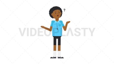 Black Male EU Referee Confused Stock Animation
