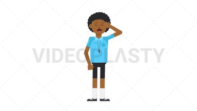 Black Male EU Referee Crying Stock Animation
