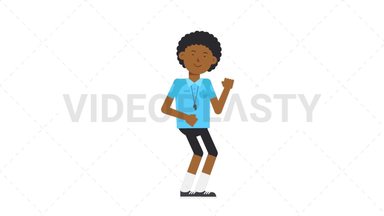 Black Male EU Referee Dancing Stock Animation
