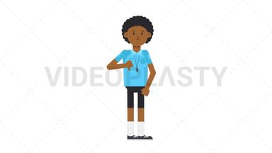Black Male EU Referee Disapprove Stock Animation
