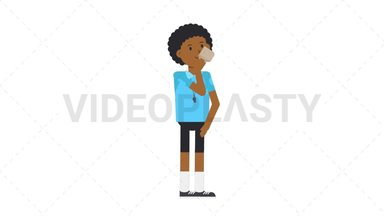 Black Male EU Referee Drinking Coffee Stock Animation