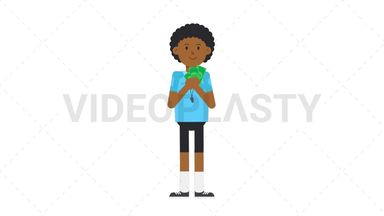 Black Male EU Referee Holding Cash Stock Animation