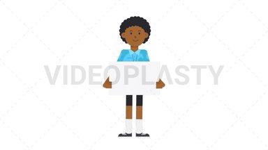 Black Male EU Referee Holding Poster Stock Animation