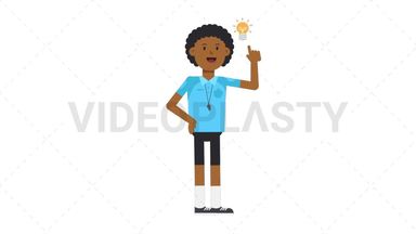 Black Male EU Referee Idea Stock Animation