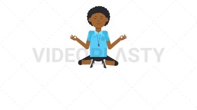 Black Male EU Referee Meditate Stock Animation
