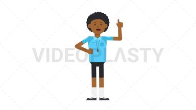 Black Male EU Referee Pointing Above Stock Animation