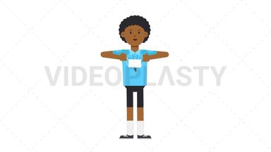 Black Male EU Referee Putting on Face Mask Stock Animation