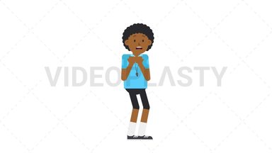Black Male EU Referee Scared Stock Animation