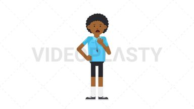Black Male EU Referee Shortness of Breath Stock Animation