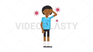 Black Male EU Referee Sick with Covid Stock Animation