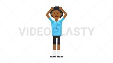 Black Male EU Referee Stressed Stock Animation