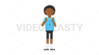 Black Male EU Referee Surprised Stock Animation