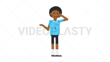 Black Male EU Referee Talking on the Phone Angry Stock Animation