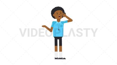 Black Male EU Referee Talking on the Phone Happy Stock Animation