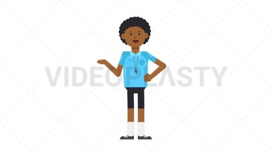 Black Male EU Referee Talking Stock Animation